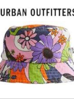 Urban Outfitters Floral Bucket Hat Retro Flower Power Cotton Canvas